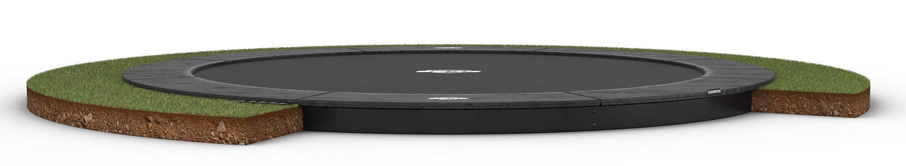 BERG Trampoline Champion - FlatGround - 330 cm - Antraciet Grijs - met Airflow - Twinspring