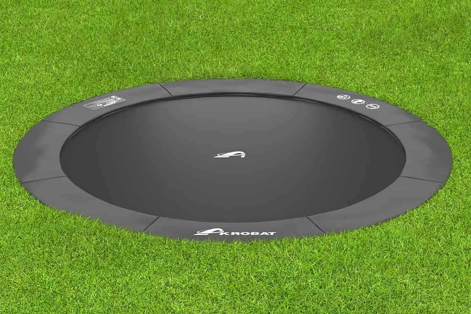 Akrobat Trampoline Primus - Flat to the Ground - 365 cm - Rond - Zwart / Zwart