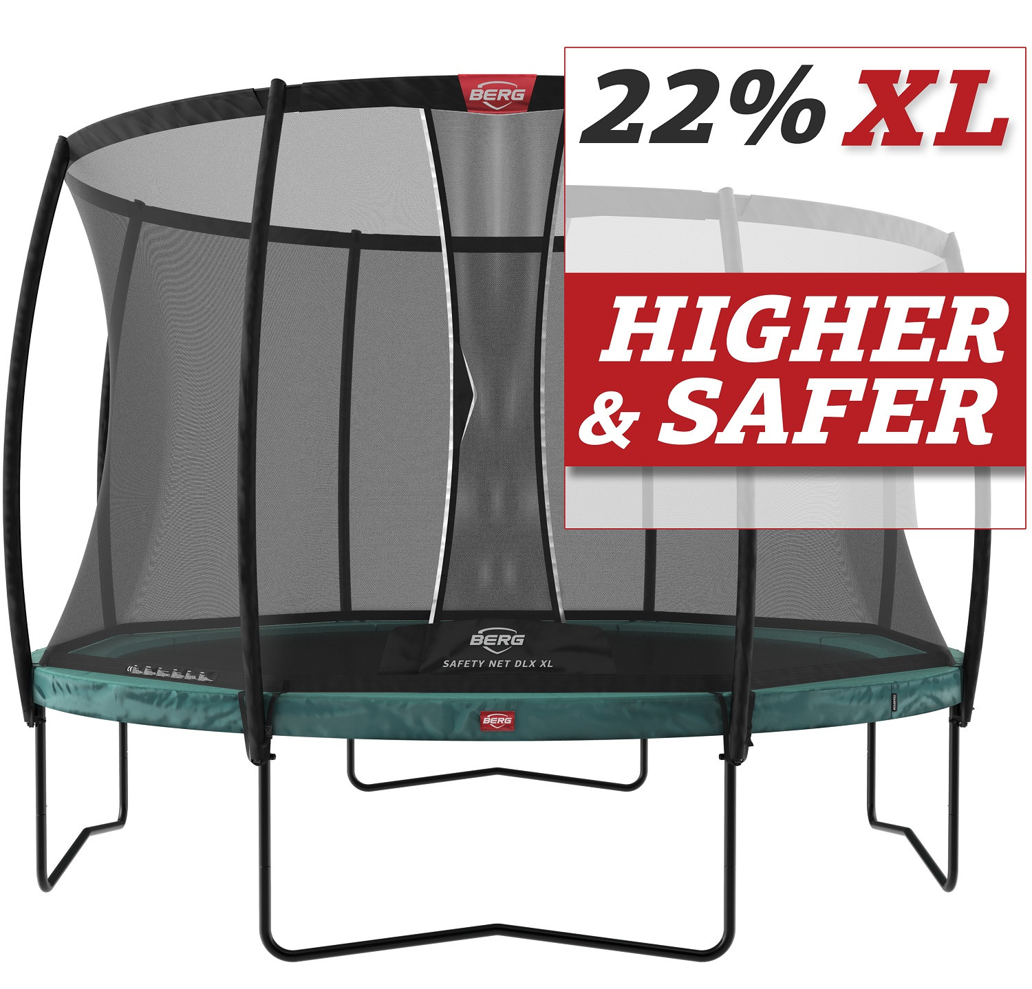 BERG Trampoline Champion met Veiligheidsnet - Safetynet Deluxe XL - 430 cm - Groen