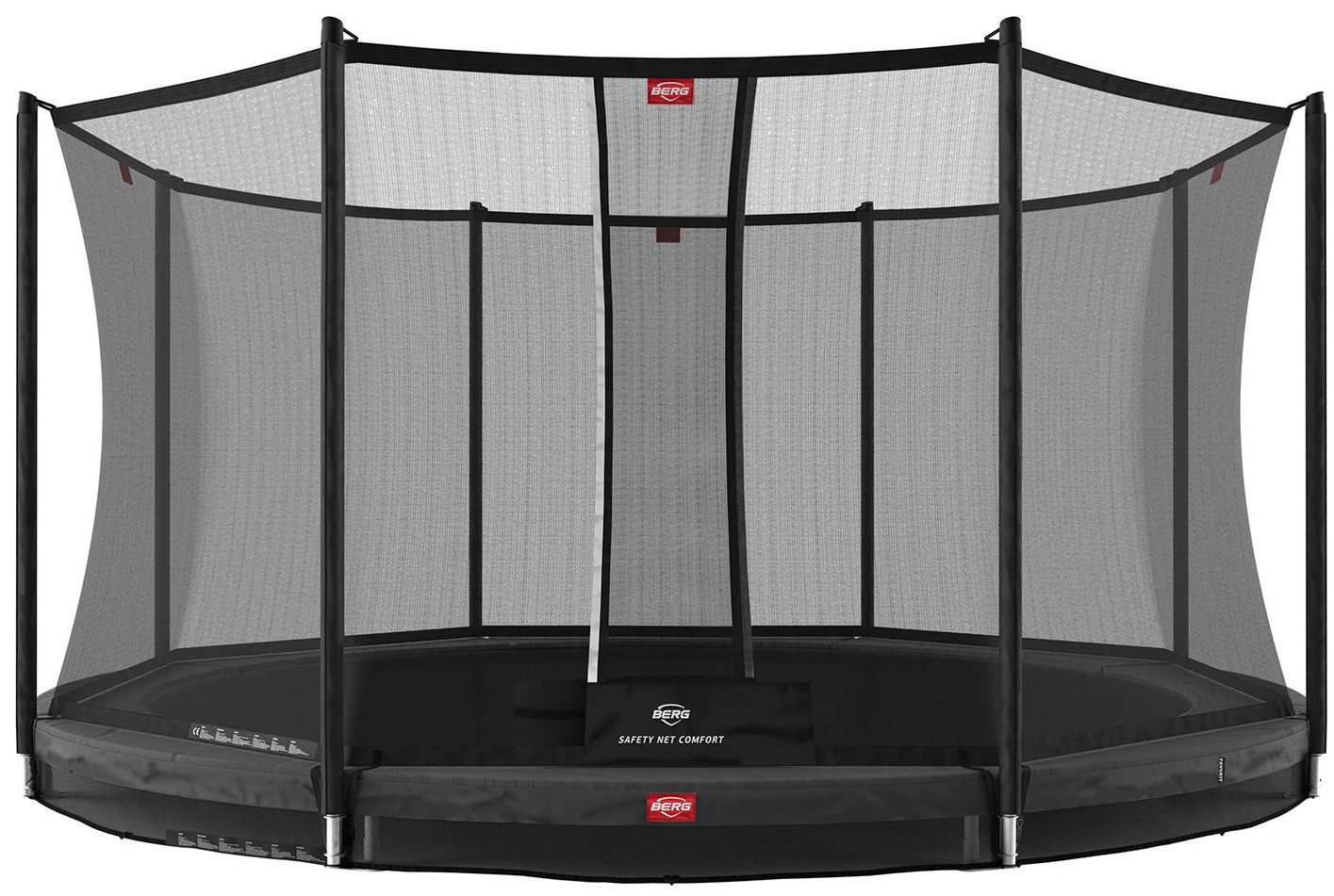 BERG Trampoline Favorit met Veiligheidsnet - Safetynet Comfort - InGround - 430 cm - Antraciet Grijs