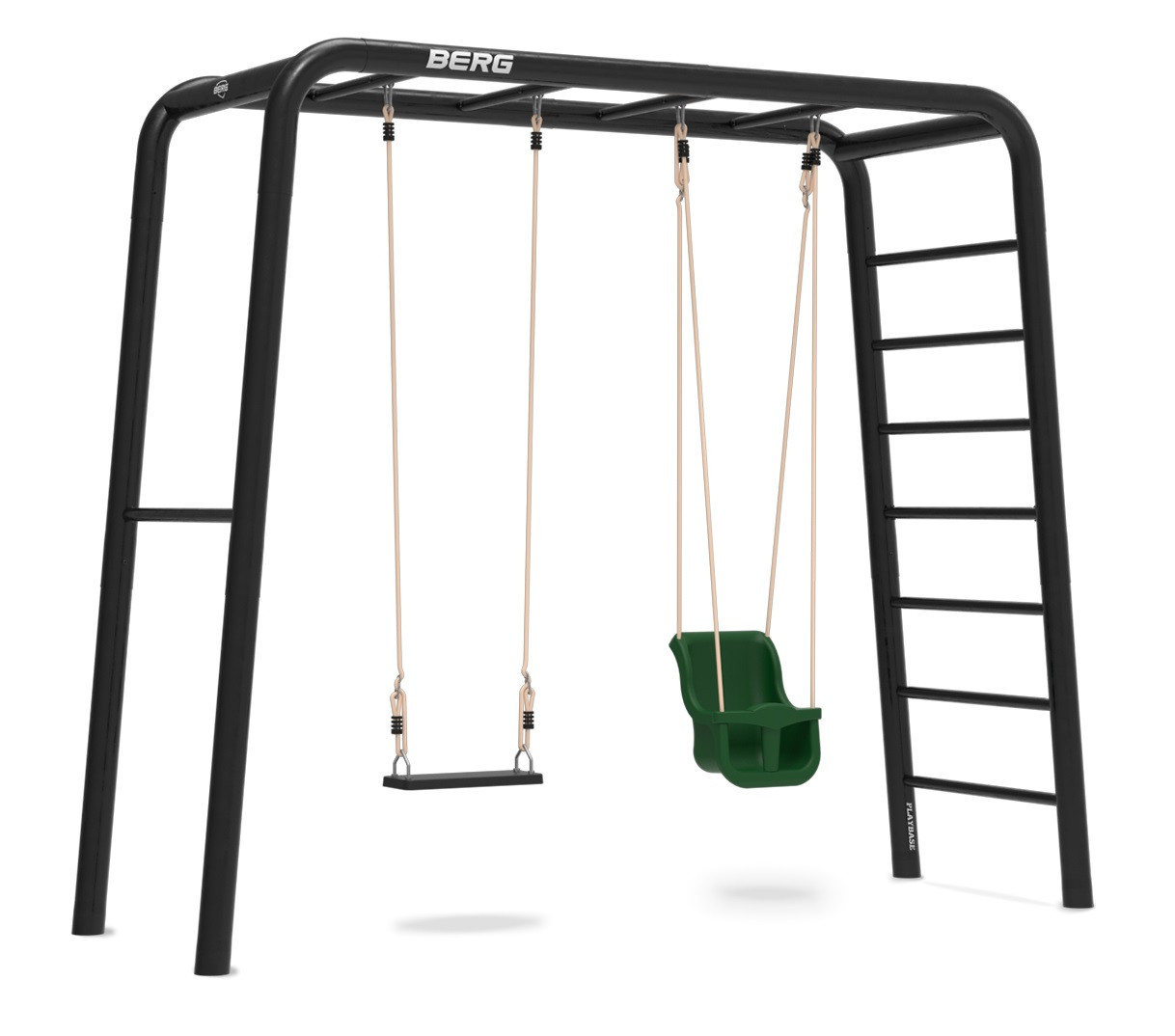 BERG PlayBase Medium TL 3-in-1 Speeltoestel - met Rekstok, Ladder, Babyzitje en Rubberen Schommel