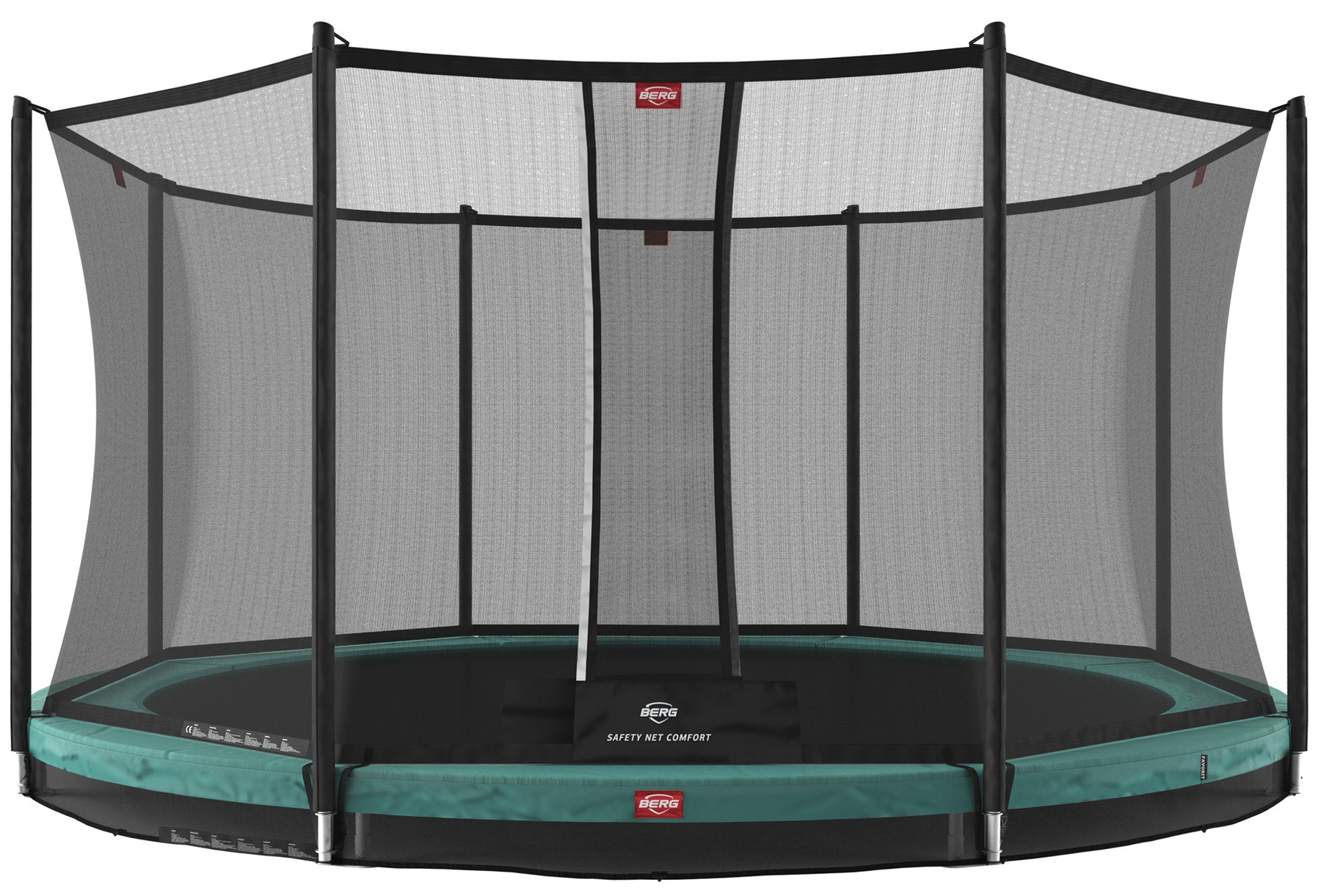 BERG Trampoline Favorit met Veiligheidsnet - Safetynet Comfort - InGround - 330 cm - Groen