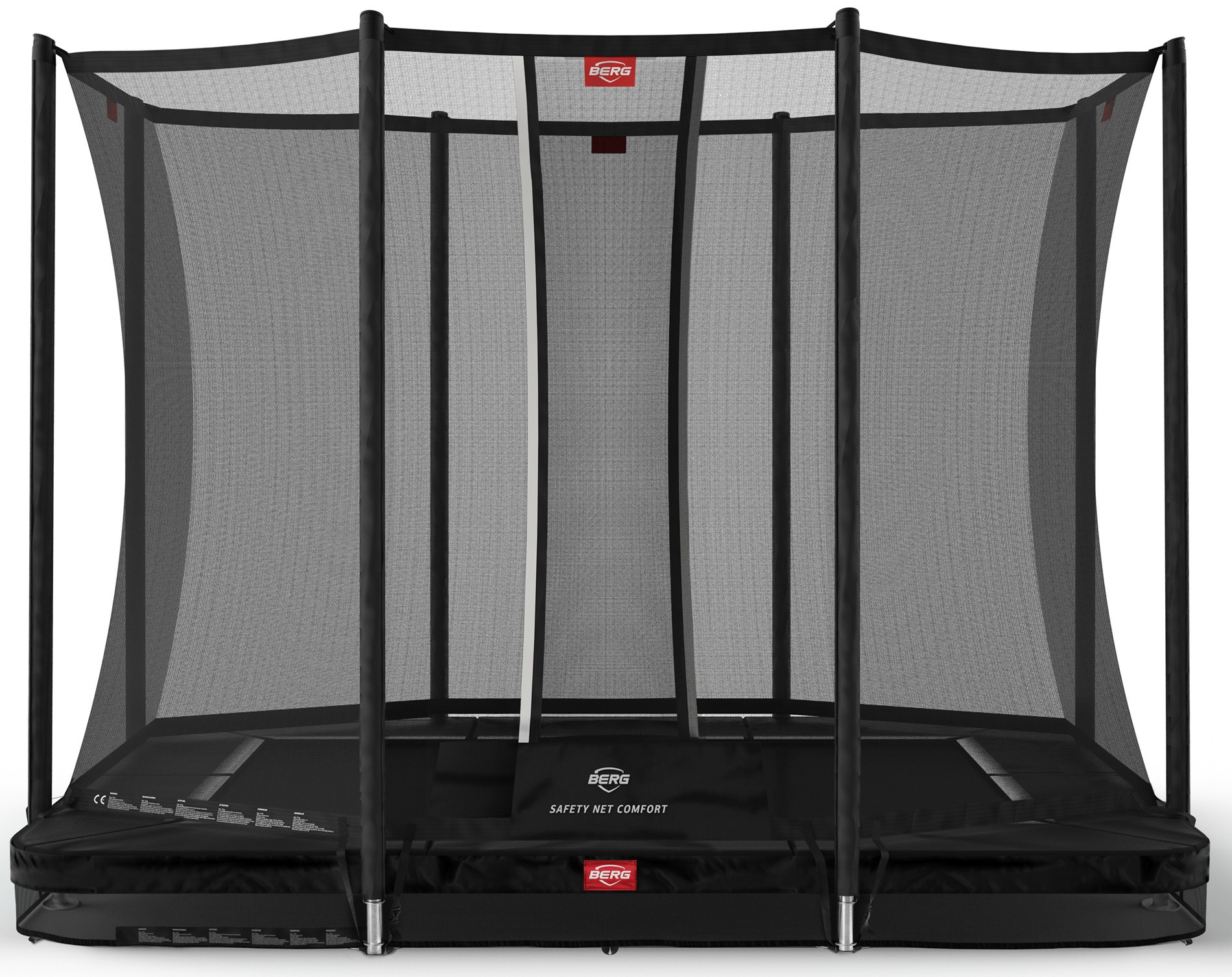 BERG Trampoline Ultim Favorit met Veiligheidsnet - Safetynet Comfort - InGround - 280 x 190 cm - Limited Black Edition - Zwart