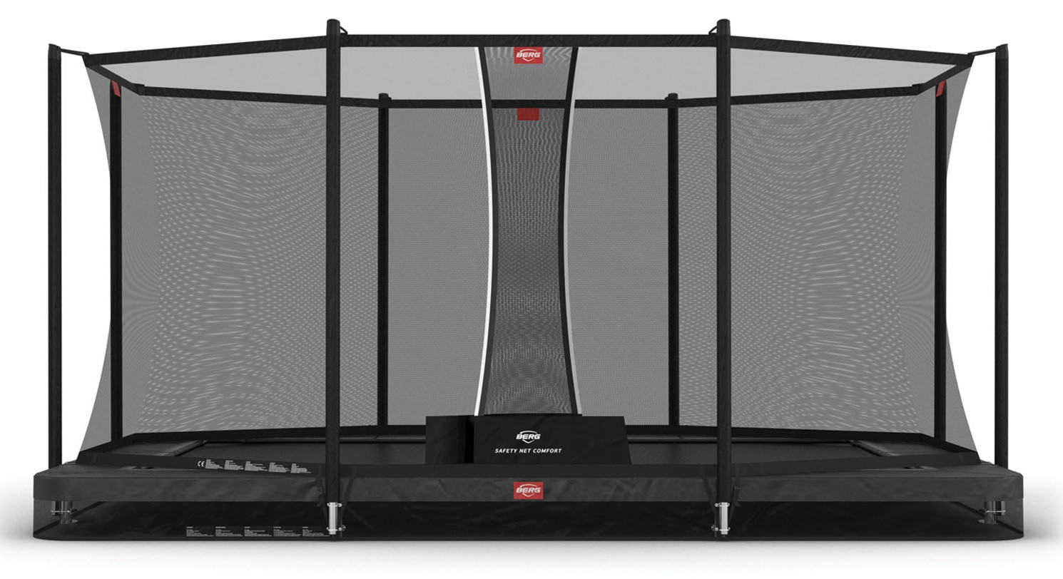 BERG Trampoline Ultim Favorit met Veiligheidsnet - Safetynet Comfort - InGround - 410 x 250 - Antraciet Grijs