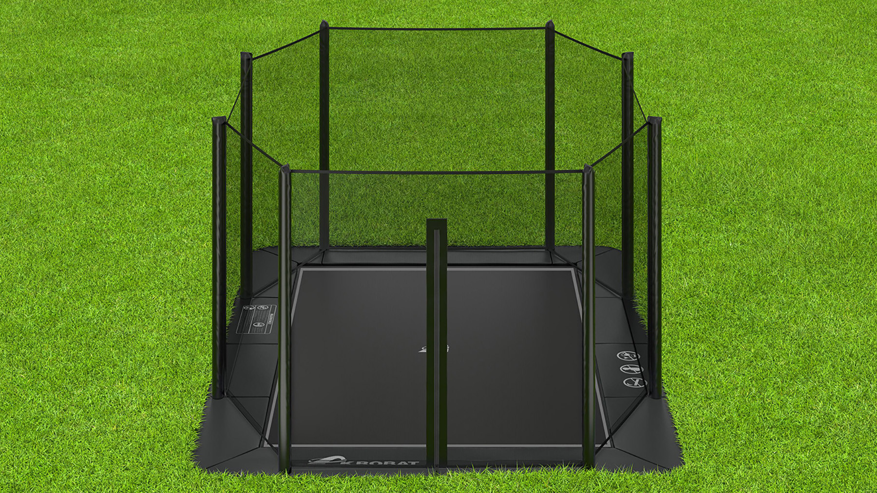 Akrobat Trampoline Orbit - Flat to the Ground - 305 x 183 cm - Zwart / Zwart - met Veiligheidsnet