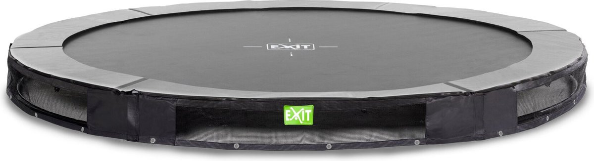 EXIT Elegant Premium Inground Trampoline - 305 cm - Zwart - Grijze Beschermrand met Zwarte Rok
