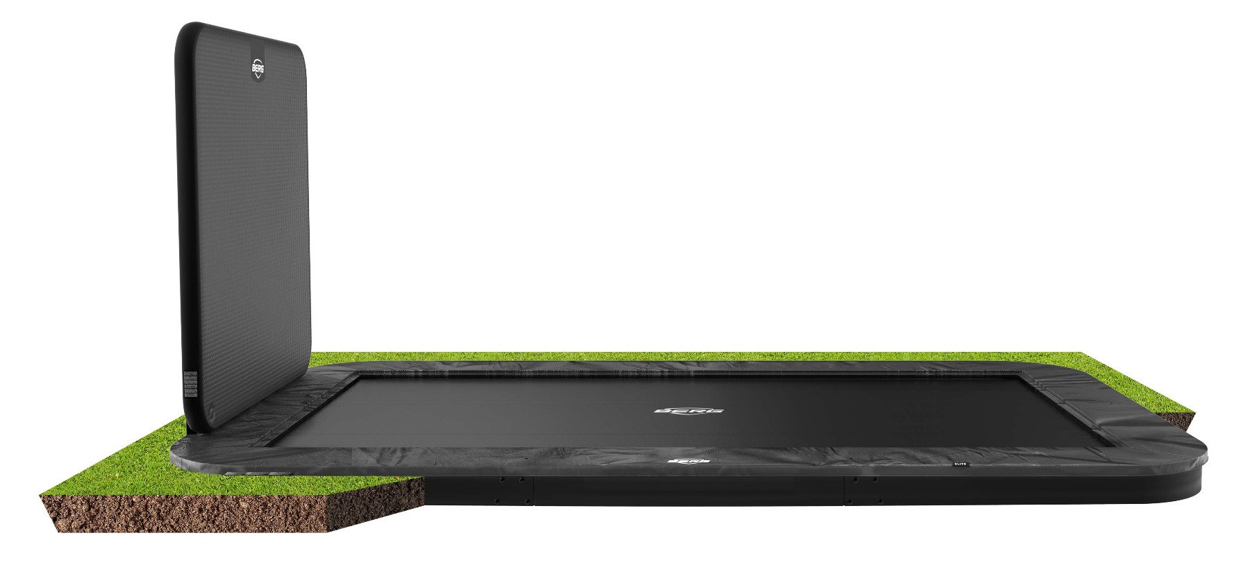 BERG Trampoline Ultim Elite FlatGround 500 x 300 cm + Aerowall - Antraciet Grijs - met Airflow - Twinspring