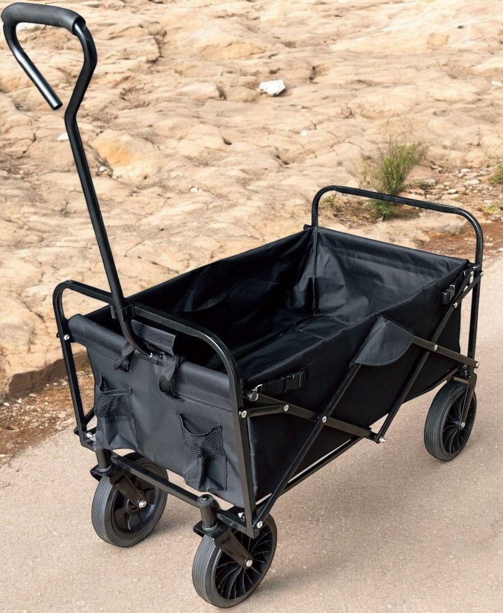 Bolderkar / Bolderwagen met massieve banden - Opvouwbaar - Limited Black Edition - Zwart - SPRING Sports