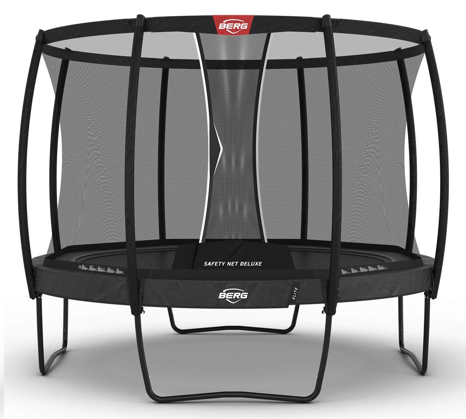 BERG Trampoline Elite met Veiligheidsnet - Safetynet Deluxe - 330 cm - Antraciet Grijs - Airflow - Twinspring