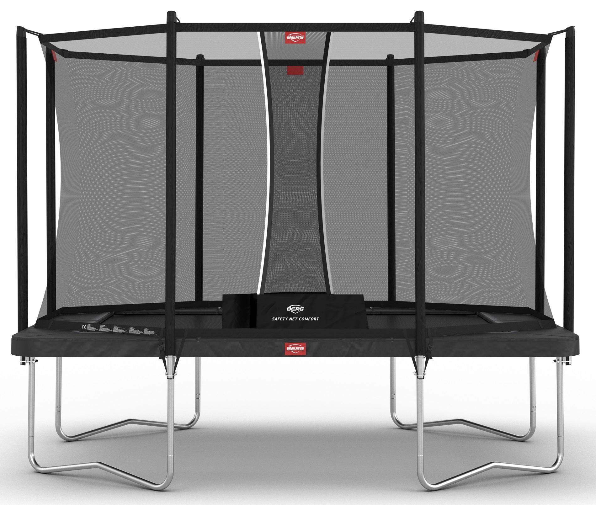 BERG Trampoline Ultim Favorit met Veiligheidsnet - Safetynet Comfort - 330 x 220 cm - Antraciet Grijs - met AirFlow Springmat