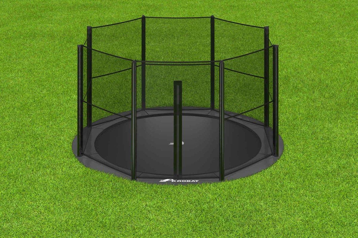 Akrobat Trampoline Primus met Veiligheidsnet - Flat to the Ground - 430 cm - Antraciet