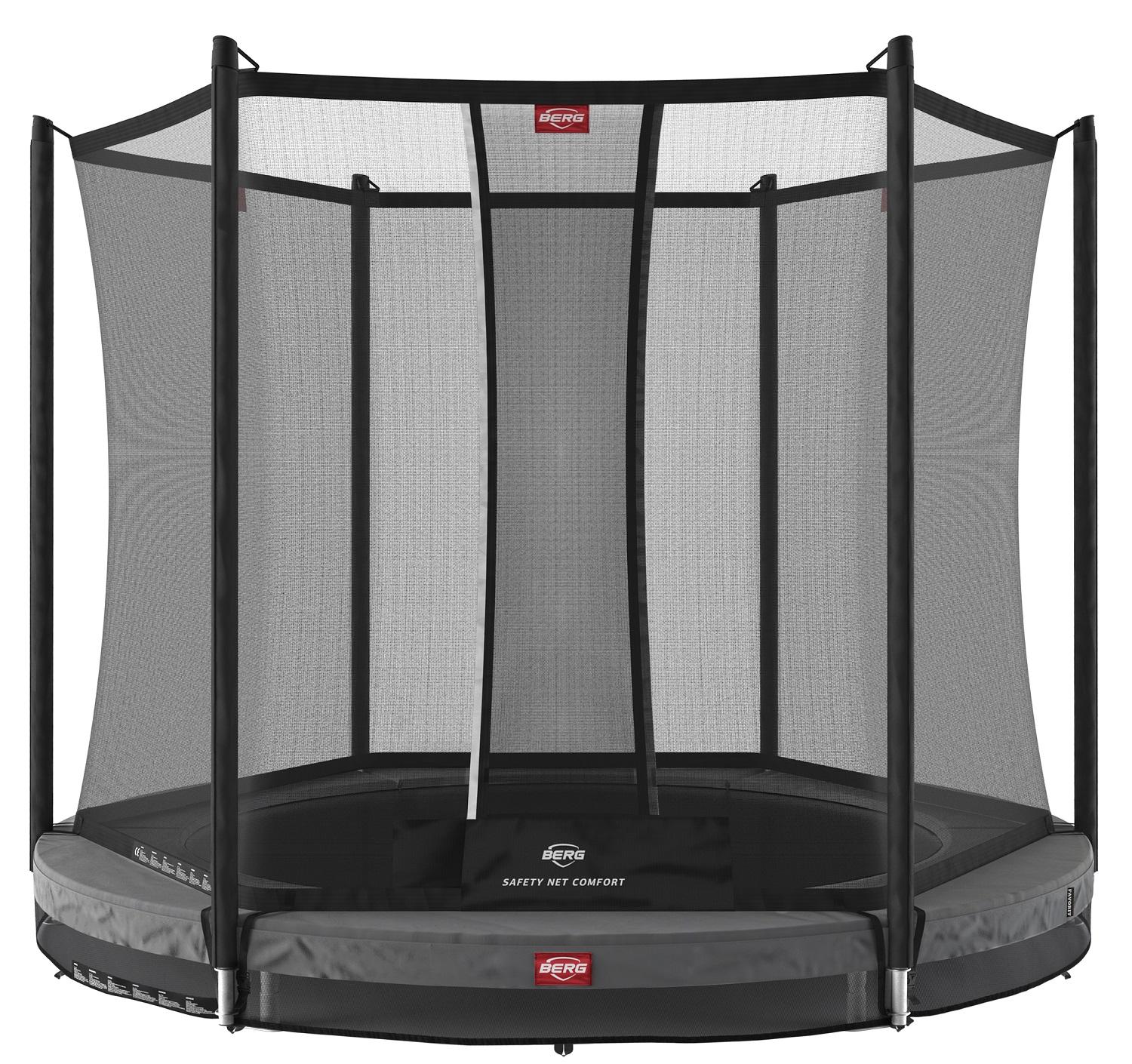 BERG Trampoline Favorit met Veiligheidsnet - InGround - Safetynet Comfort - 200 cm - Antraciet Grijs - AirFlow springmat