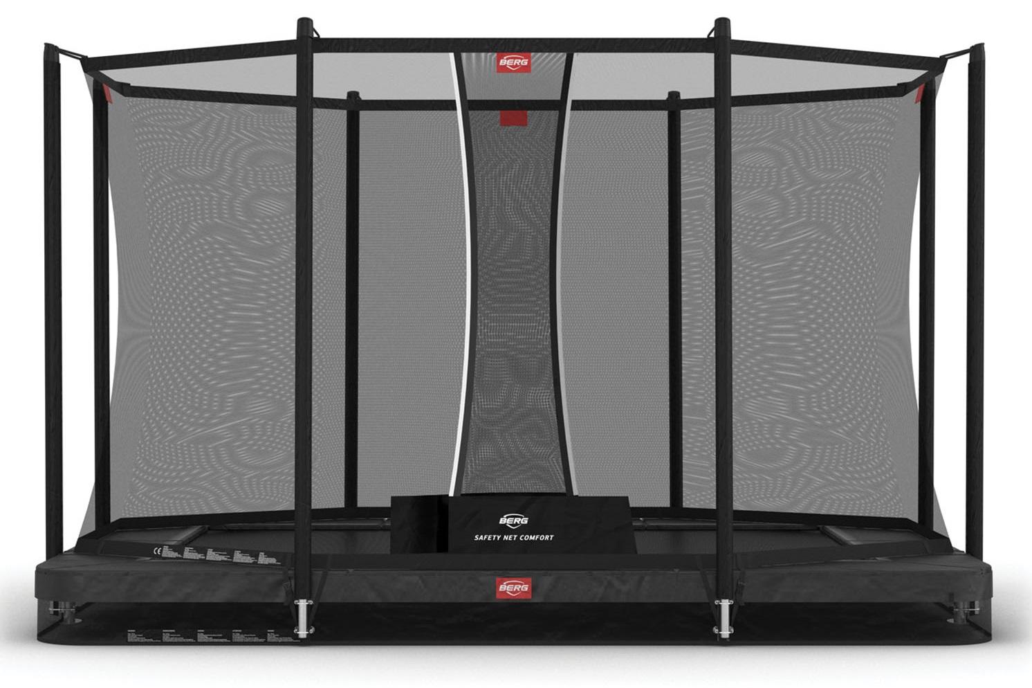 BERG Trampoline Ultim Favorit met Veiligheidsnet - Safetynet Comfort - InGround - 330 x 220 cm - Zwart - AirFlow Springmat