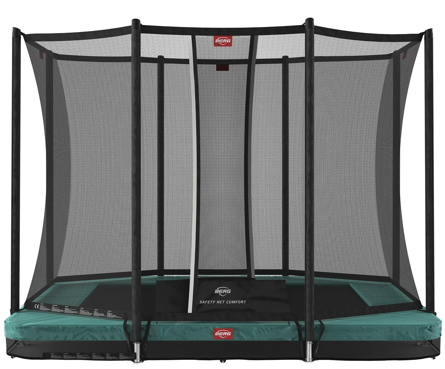 BERG Trampoline Ultim Favorit met Veiligheidsnet - Safetynet Comfort - InGround - 280 x 190 cm - Groen - AirFlow Springmat