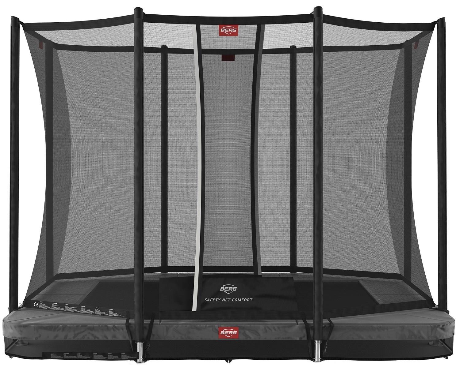 BERG Trampoline Ultim Favorit met Veiligheidsnet - Safetynet Comfort - InGround - 280 x 190 cm  - Antraciet Grijs - AirFlow Springmat