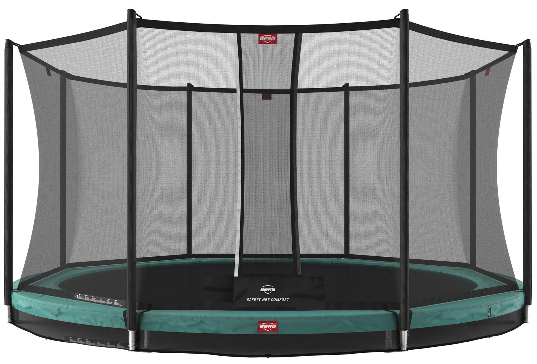 BERG Trampoline Favorit met Veiligheidsnet - Safetynet Comfort - InGround - 380 cm - Groen