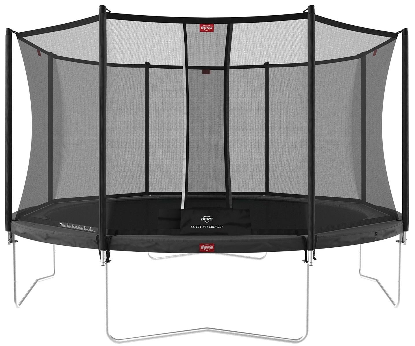 BERG Trampoline Favorit met Veiligheidsnet - Safetynet Comfort - 430 cm - Antraciet Grijs - AirFlow springmat