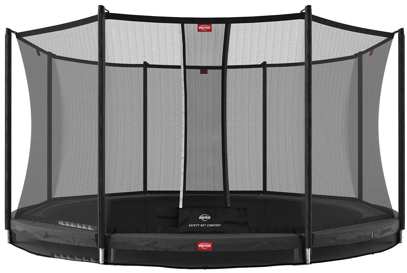 BERG Trampoline Favorit met Veiligheidsnet - Safetynet Comfort - InGround - 430 cm - Antraciet Grijs