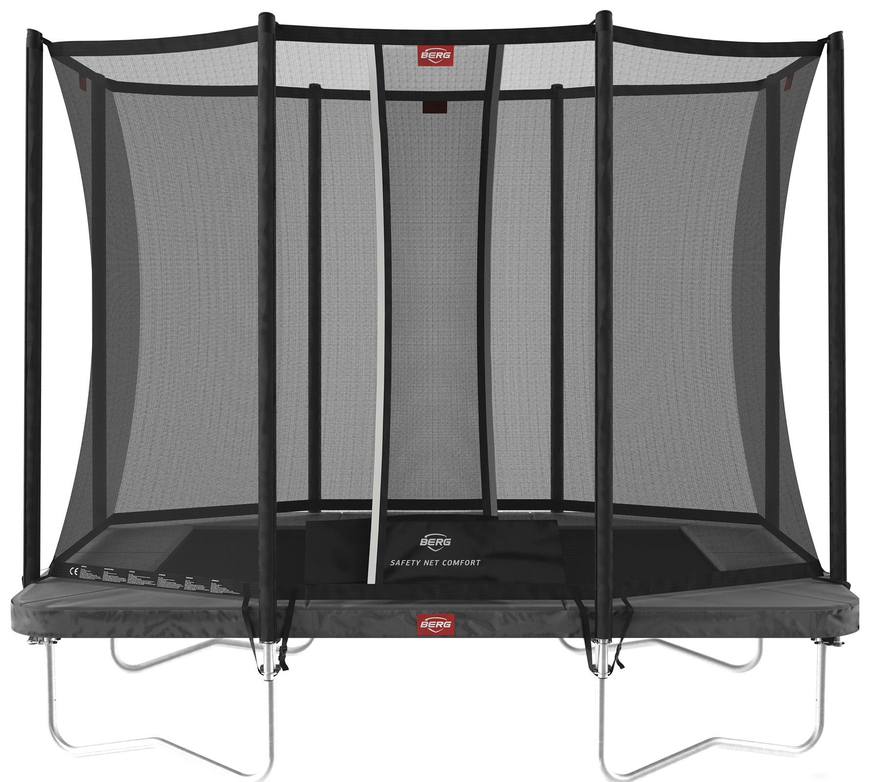 BERG Trampoline Ultim Favorit met Veiligheidsnet - Safetynet Comfort - 280 x 190 cm - Antraciet Grijs - AirFlow Springmat