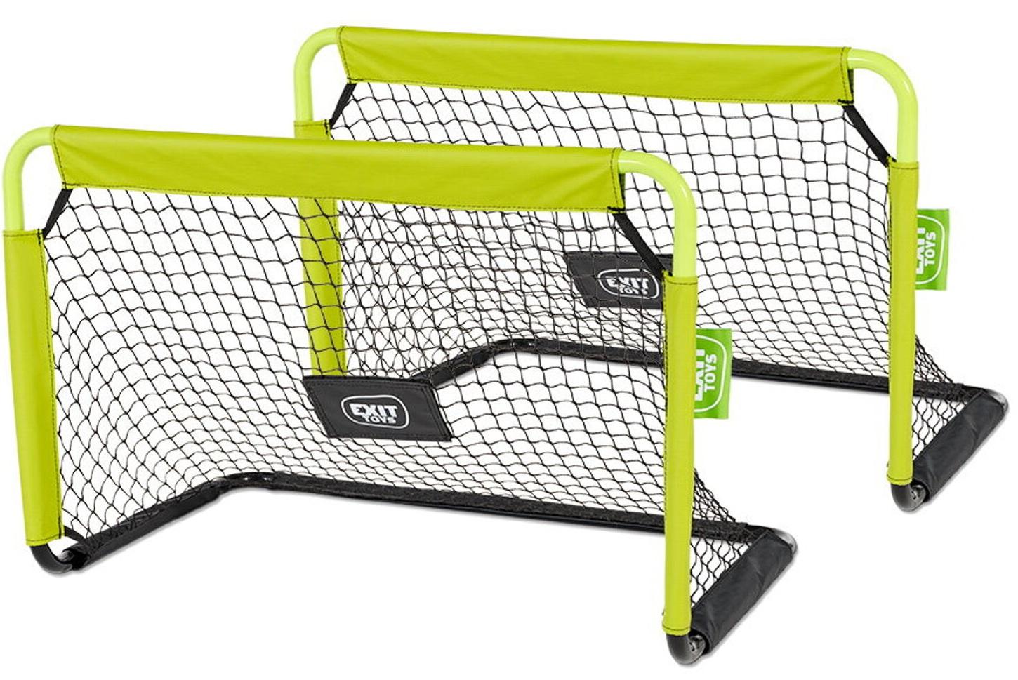 EXIT Voetbaldoel Tempo 90 x 60 cm - Staal - Groen / Zwart - Kleine Voetbaldoellen (set van 2)