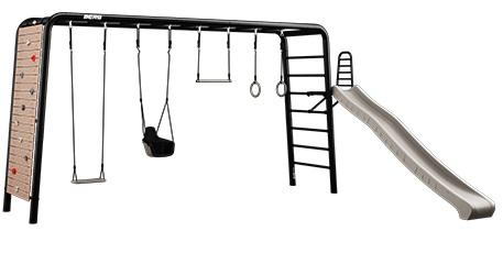 BERG PlayBase Extra Large TL 3-in-1 Speeltoestel - XL - met Rekstok en Ladder - PLAY SET - met schommel, babyschommel, trapeze, turnringen, klimwand en glijbaan