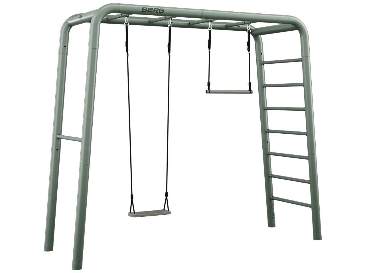 BERG PlayBase Medium Green TL 3-in-1 Speeltoestel - met Rekstok, Ladder - ACTIVE SET - met schommelzitje en trapeze - Groen