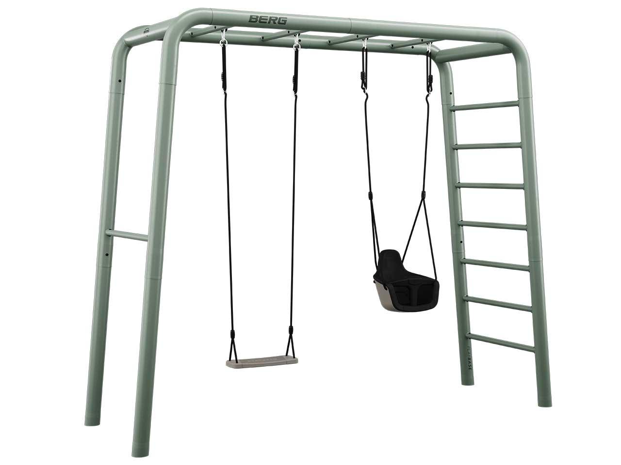 BERG PlayBase Medium Green TL 3-in-1 Speeltoestel - met Rekstok, Ladder - TODDLER SET - met schommelzitje, trapeze en babyzitje - Groen