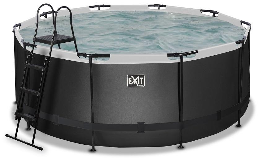 EXIT Frame Zwembad - Black Leather - ø 360 x 122 cm - met Zandfilterpomp - Zwart