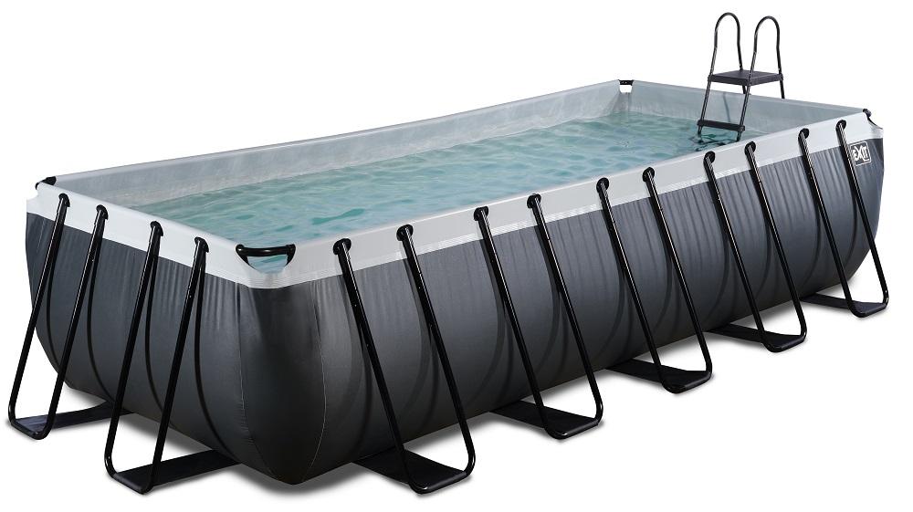 EXIT Frame Zwembad - Black Leather - 540 x 250 x 122 cm - met Cartridge Filterpomp - Zwart