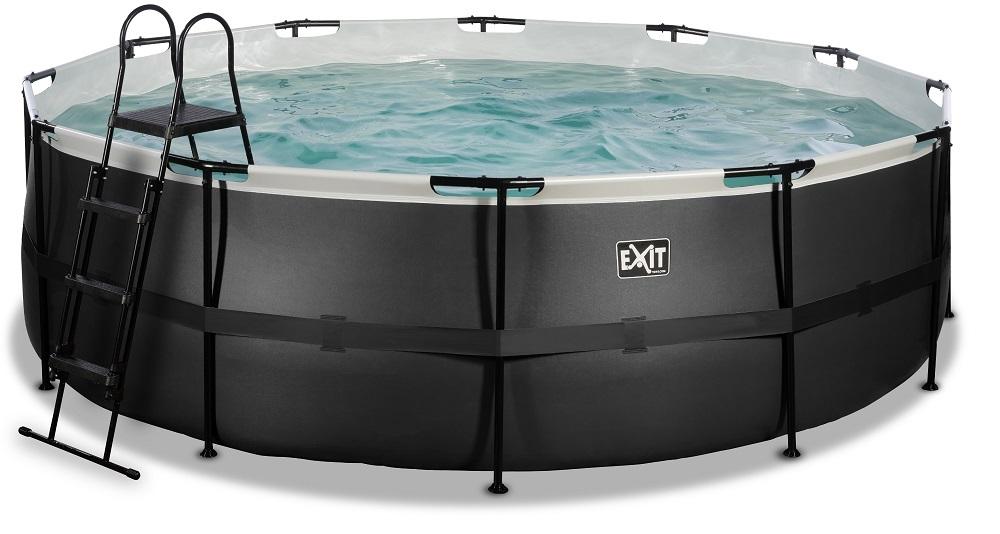EXIT Frame Zwembad - Black Leather - ø 427 x 122 cm - met Filterpomp