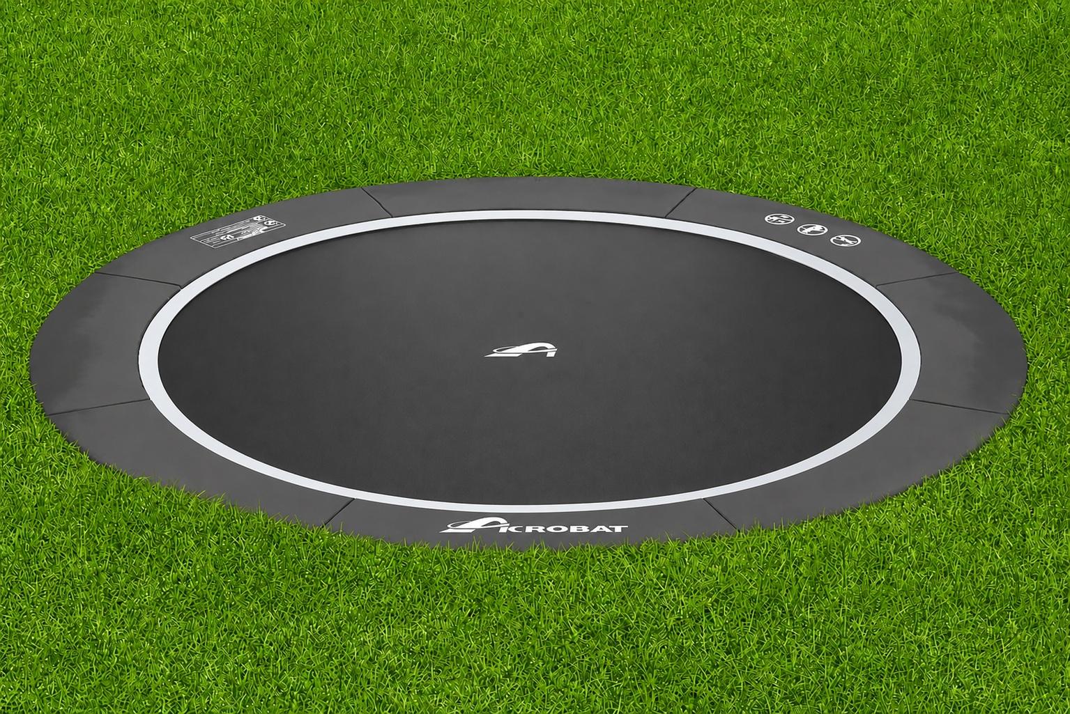 Akrobat Trampoline Primus - Flat to the Ground - 365 cm - Rond - Zwart / Zwart