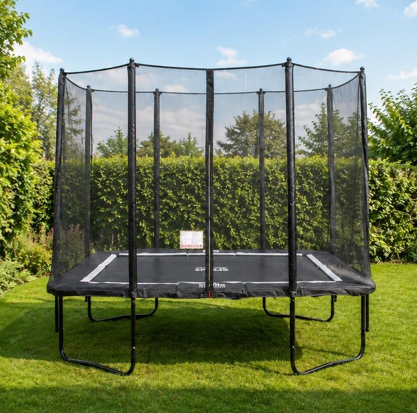 SPRING Trampoline met Veiligheidsnet - 283 x 190 cm (9x6,5ft) - Rechthoekig - Zwart