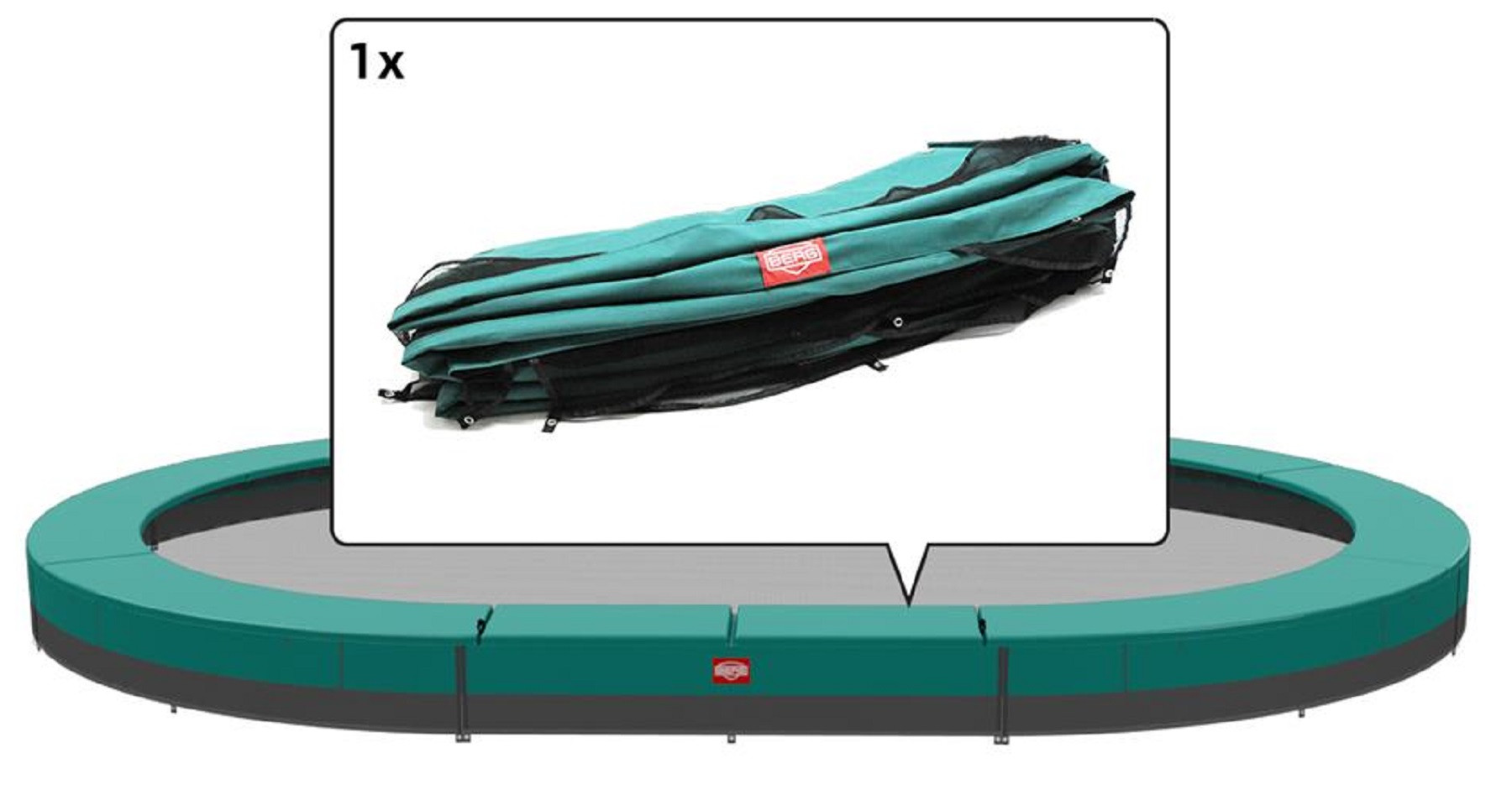 BERG Trampoline Beschermrand Grand Champion - InGround - 350 x 250 cm - Groen