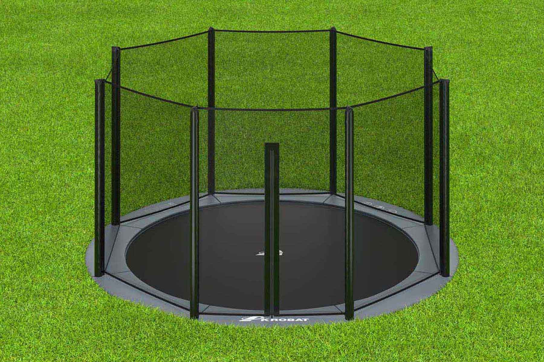 Akrobat Trampoline Orbit - Flat to the Ground - 244 cm - Grijs - met Veiligheidsnet