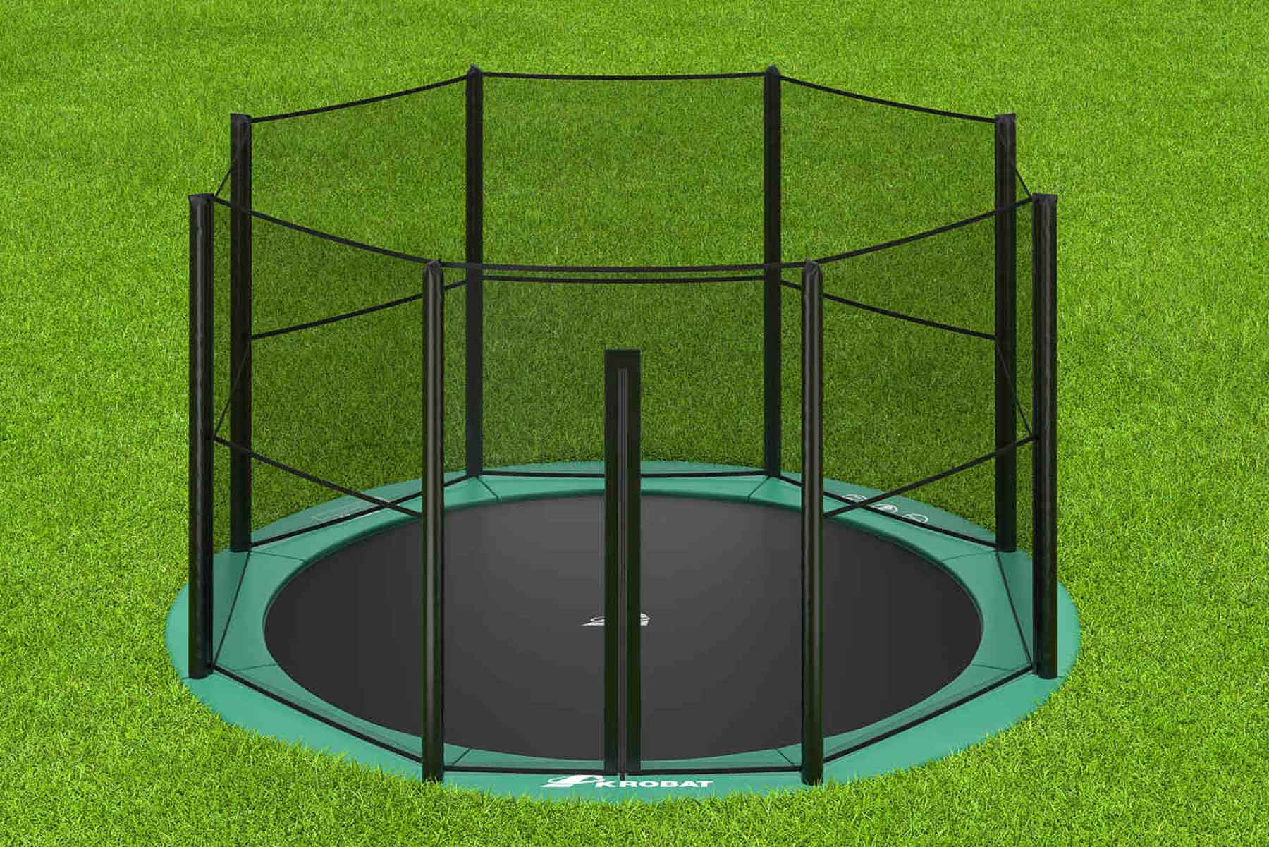 Akrobat Trampoline Orbit - Flat to the Ground - 305 cm - Groen - met Veiligheidsnet