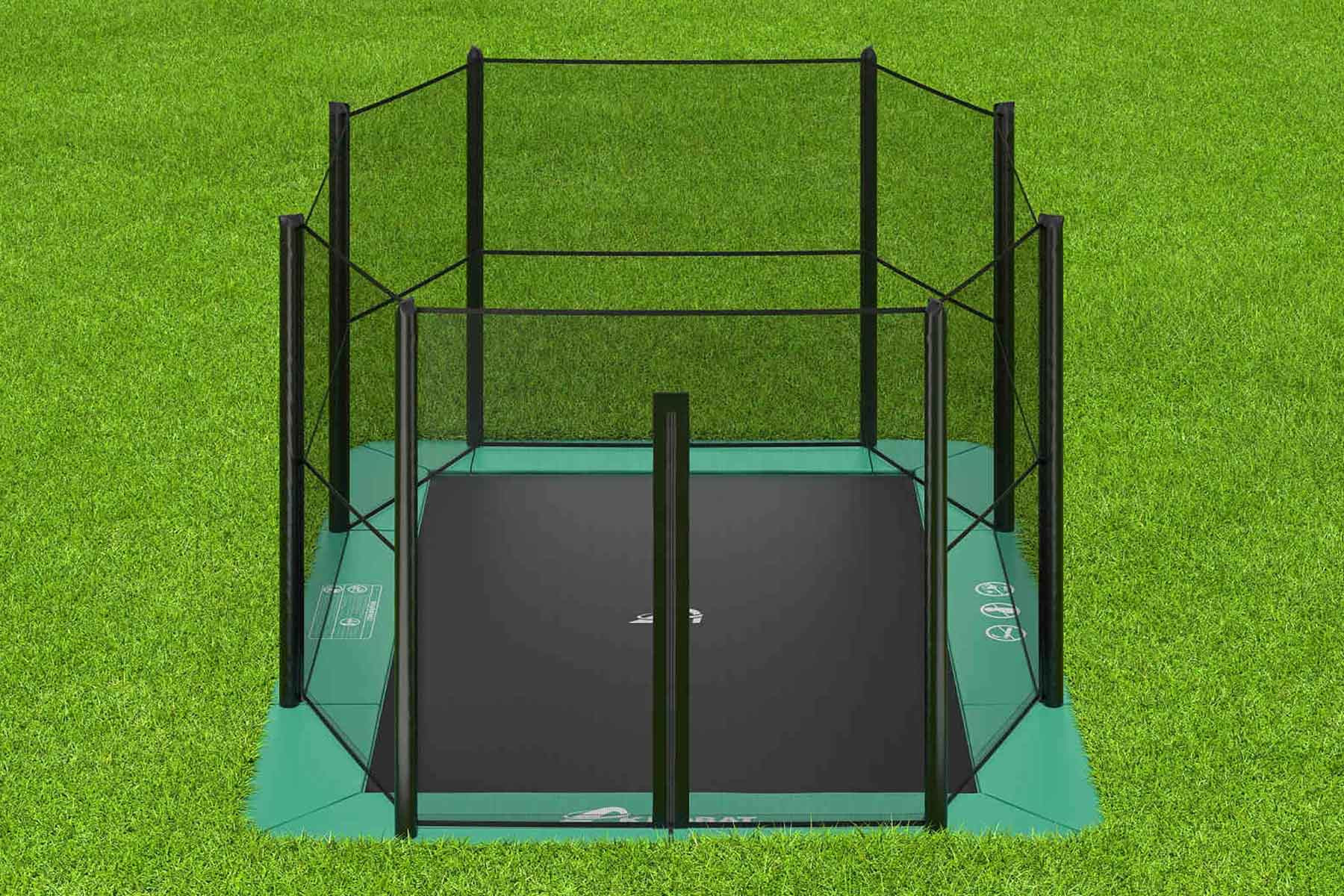 Akrobat Trampoline Orbit - Flat to the Ground - met Veiligheidsnet - 305 x 183 cm - Groen