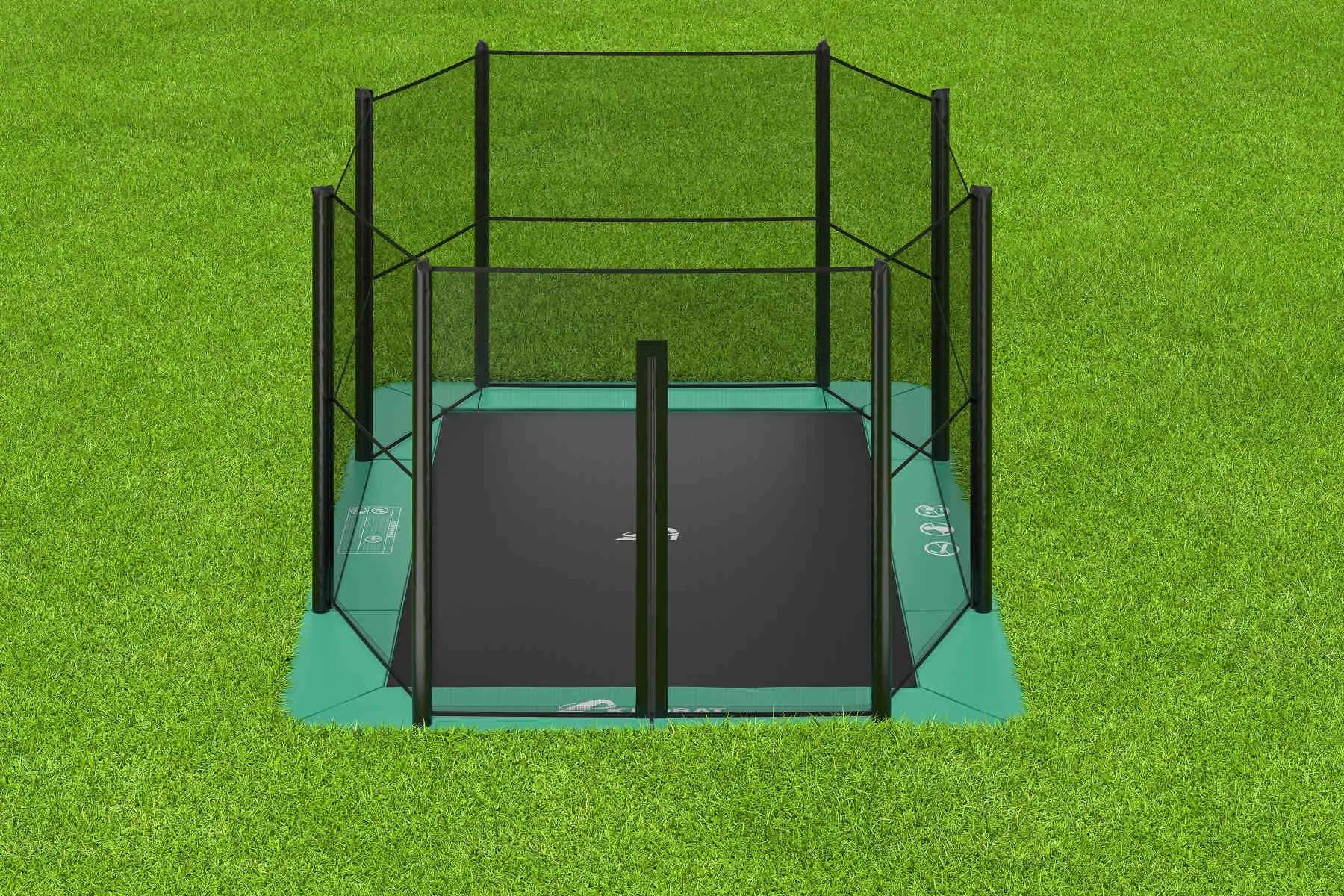 Akrobat Trampoline Orbit - Flat To The Ground - met Veiligheidsnet - 380 x 250 cm - Groen 