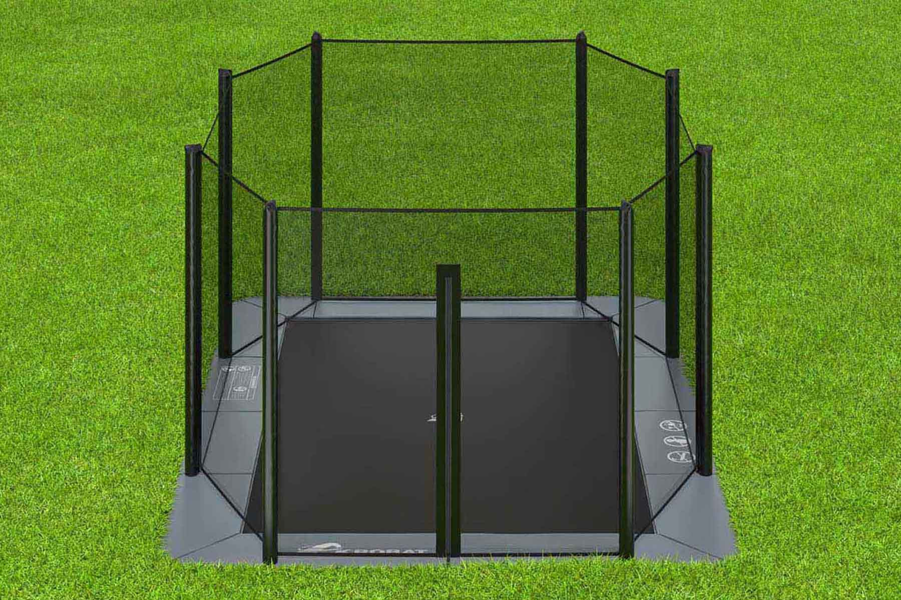 Akrobat Trampoline Orbit Flat to the ground - 335 x 244 cm - Rechthoek - Grijs - met Veiligheidsnet