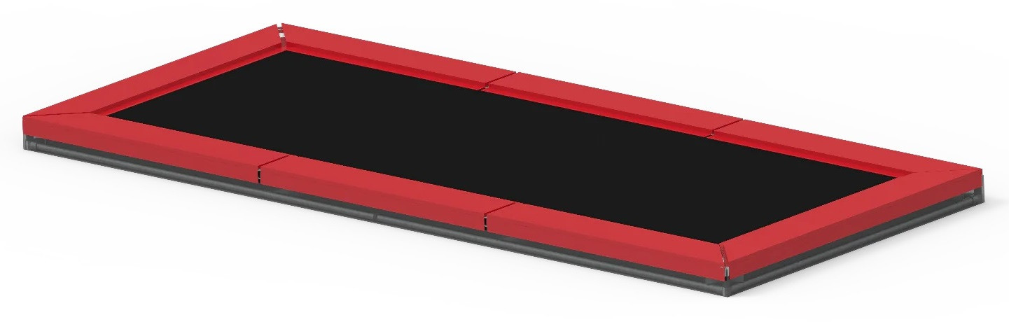 12SPRINGS CURVE-XL Trampoline One side Flat (OSF) - 775 x 250 x 150 cm - Zwart