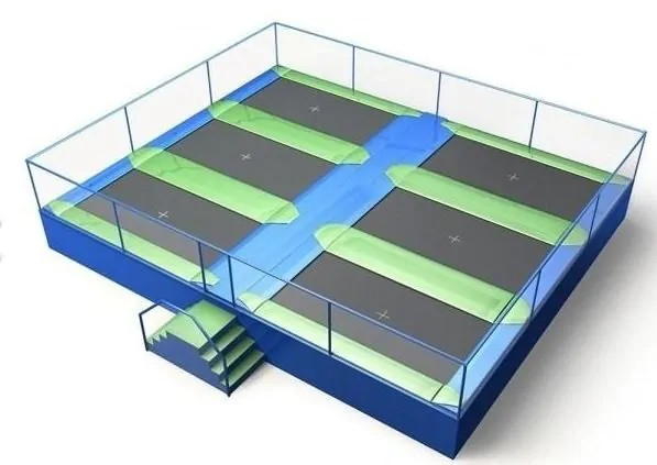 Akrobat Trampolinepark Jump Arena - Large - 9,7 x 8 Meter - 6 Trampolines