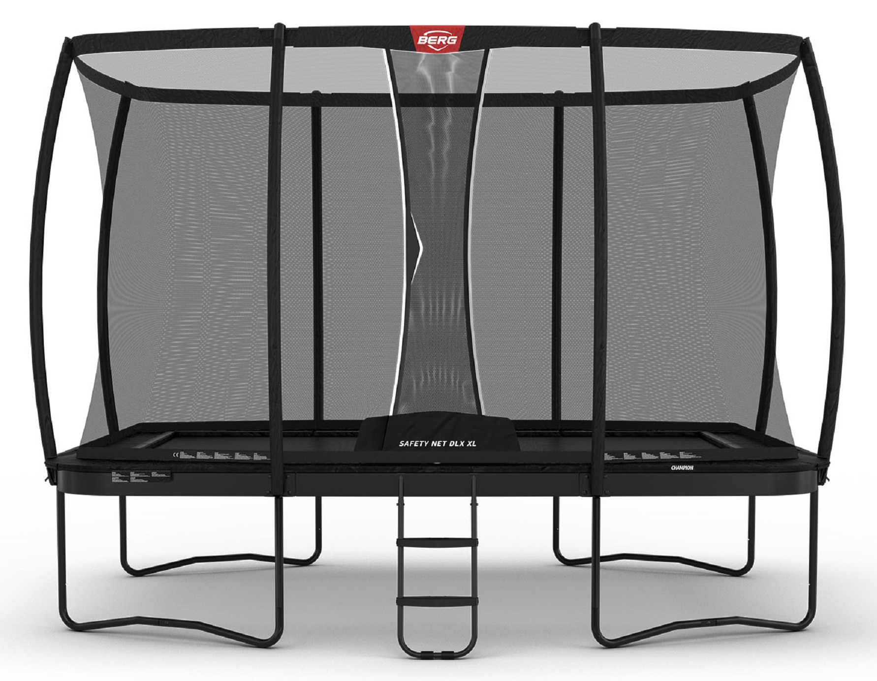 BERG Trampoline Ultim Champion met Veiligheidsnet - Safetynet Deluxe XL - 500 x 300 cm - Antraciet Grijs - met Airflow PRO Springmat