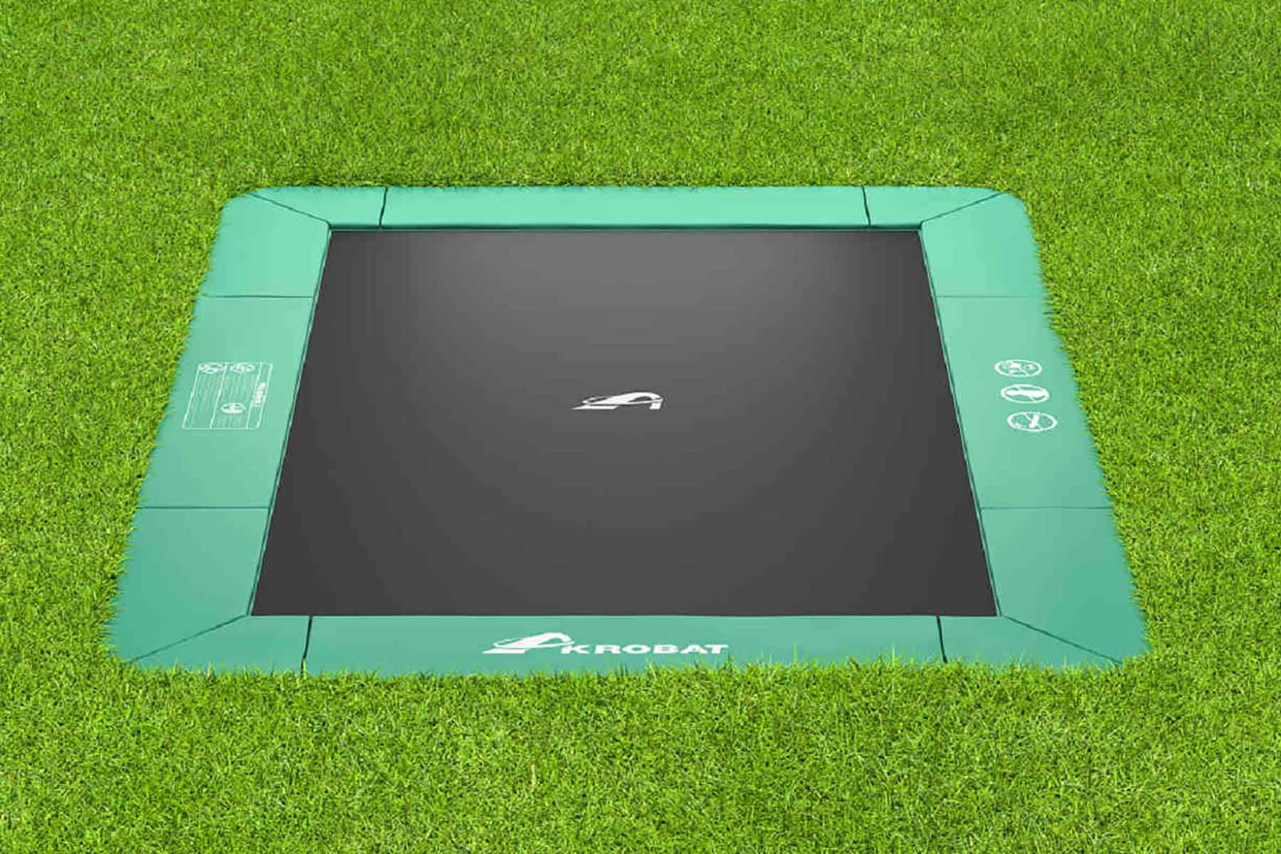 Akrobat Trampoline Orbit - Flat to the Ground - 305 x 183 cm - Groen
