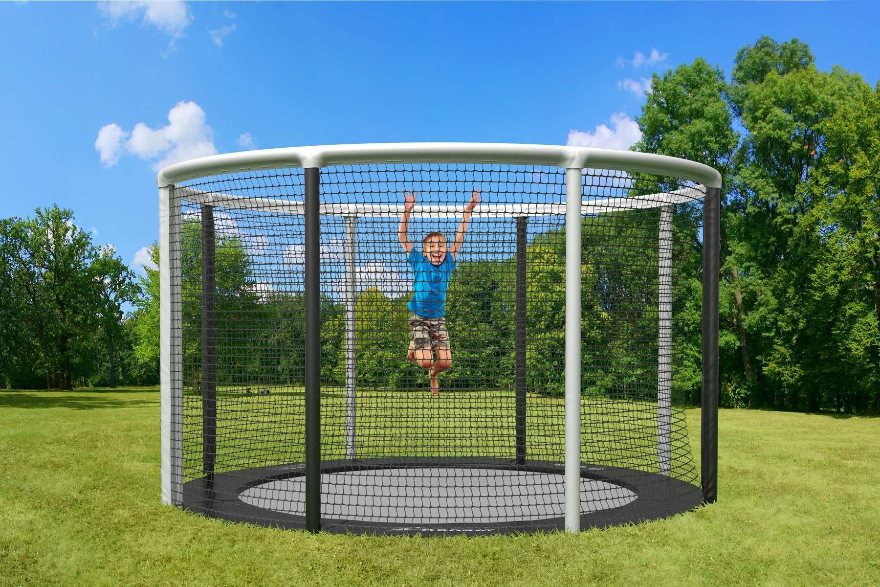 Akrobat Trampoline Gallus - Flat to the Ground - met Veiligheidsnet - 430 cm - Rond - Grijs
