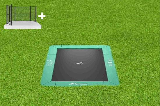 Akrobat Trampoline Orbit met Half Veiligheidsnet - Flat To The Ground - 335 x 244 cm - Groen