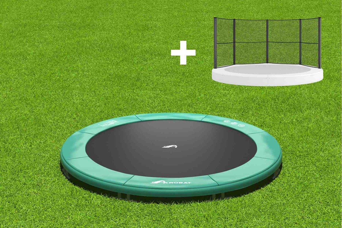 Akrobat Trampoline Orbit met Half Veiligheidsnet - Inground - 305 cm - Groen
