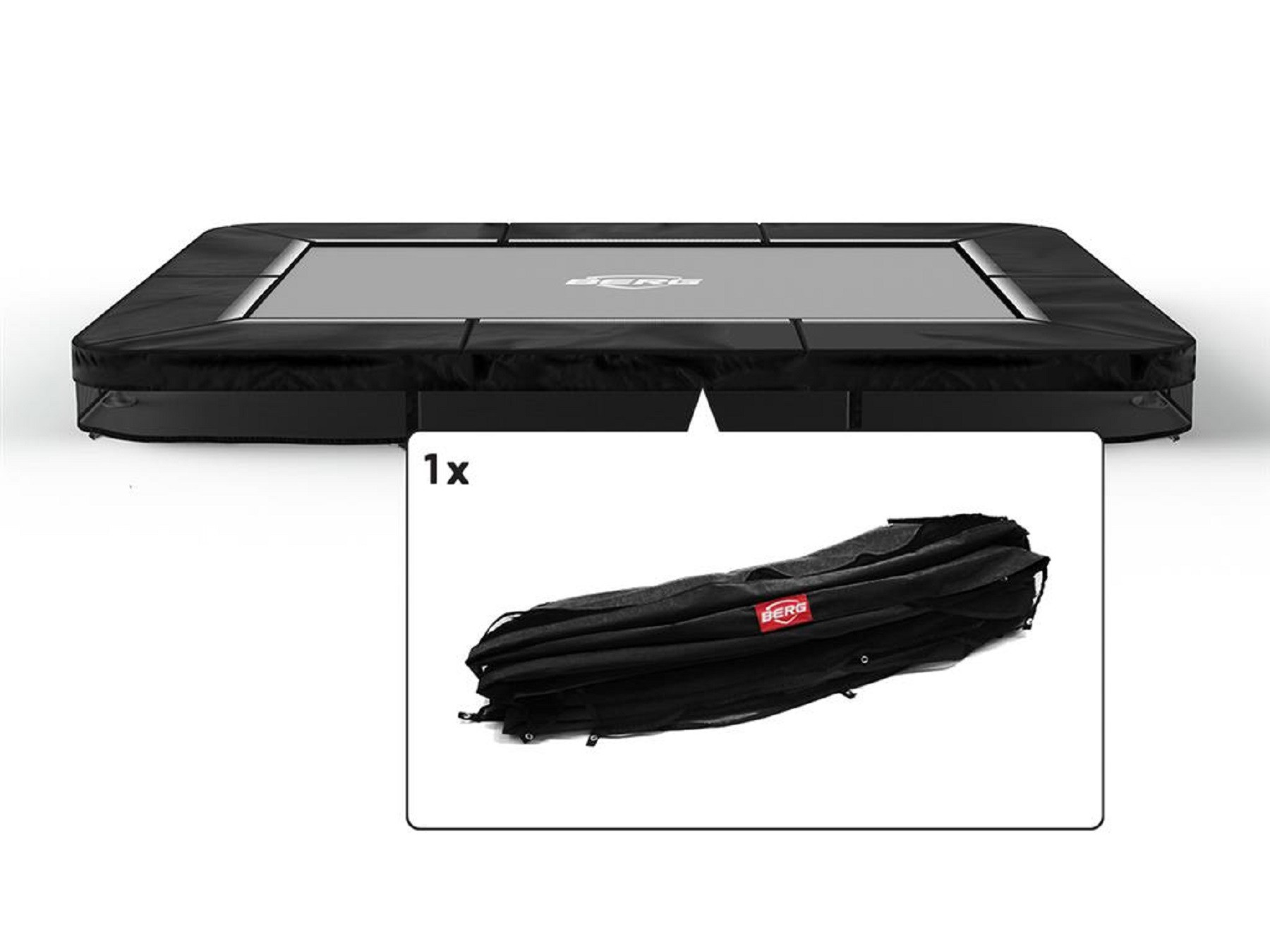 BERG Trampoline Beschermrand Ultim Favorit - InGround - 280 x 190 cm -  Zwart met Witte Rand