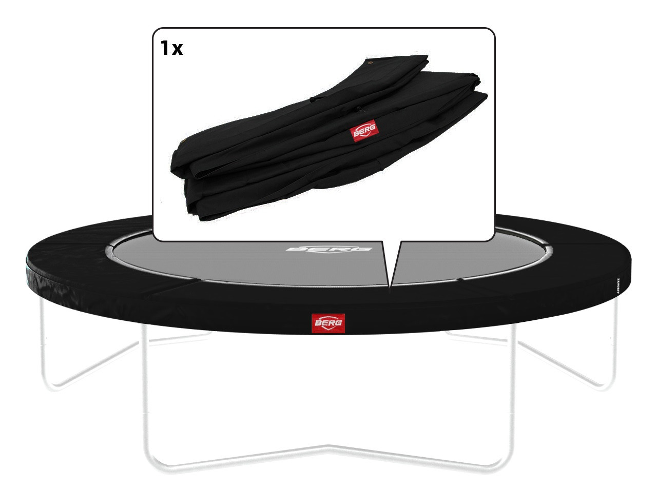 BERG Trampoline Beschermrand Favorit - Regular - 380 cm - Zwart met Witte Rand