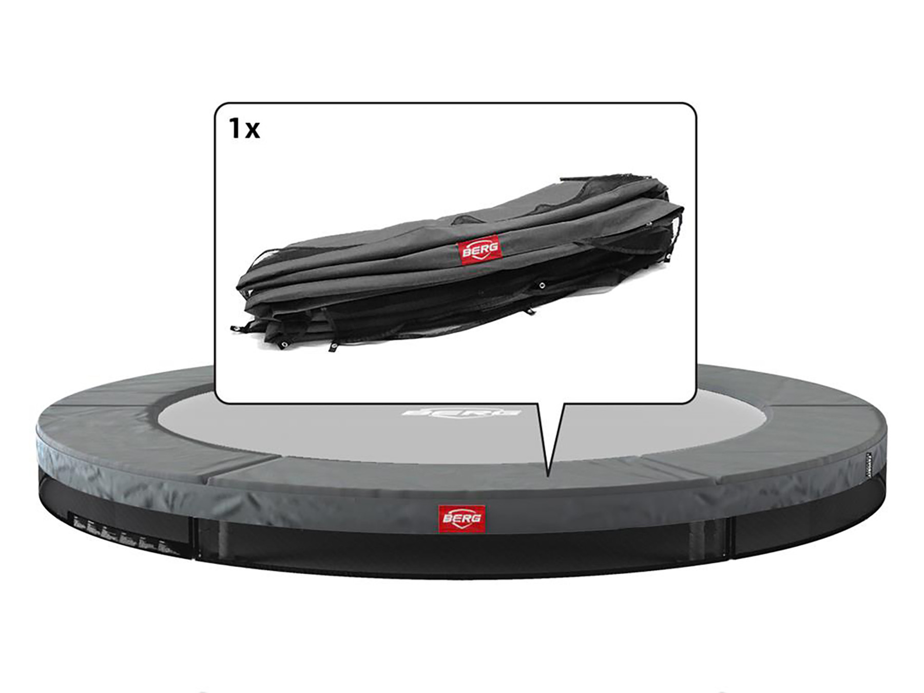 BERG Trampoline Beschermrand Favorit - InGround - 330 cm - Grijs - (6 deling)