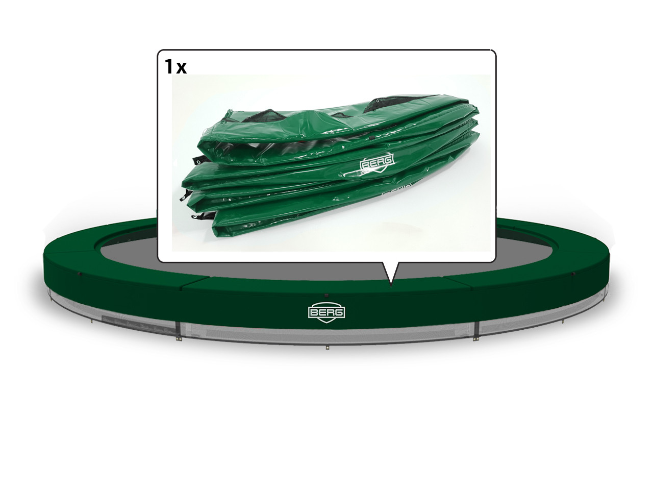 BERG Trampoline Beschermrand Elite - InGround - 380 cm - Groen