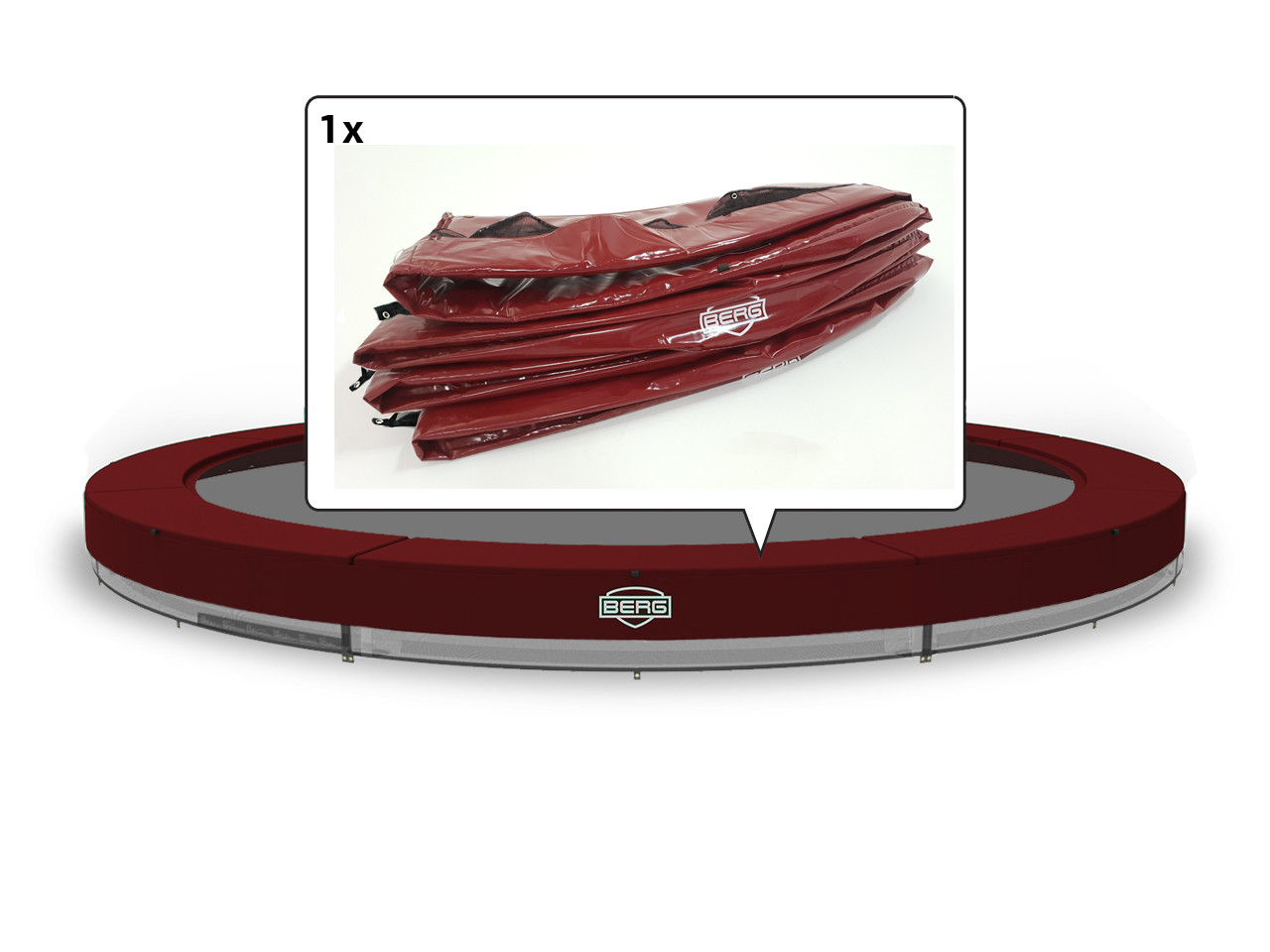 BERG Trampoline Beschermrand Elite - InGround - 380 cm - Rood 